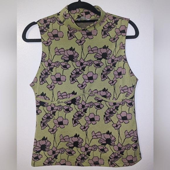 ZARA Green Limited Edition Jacquard Top - Picture 1 of 4